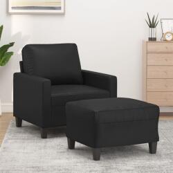 vidaXL Fotoliu canapea cu taburet, negru, 60 cm, piele ecologica GartenMobel Dekor (3201019) Canapea