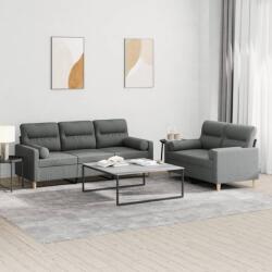 vidaXL Set de canapele cu perne, 2 piese, gri închis, material textil GartenMobel Dekor (3201617) Canapea