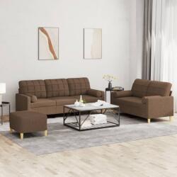 vidaXL Set de canapele cu perne, 3 piese, maro, textil GartenMobel Dekor (3201333) Canapea