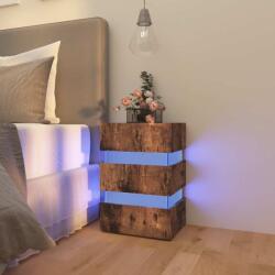 vidaXL Dulap noptiera cu LED, stejar afumat, 45x35x67cm lemn prelucrat GartenMobel Dekor (326848)