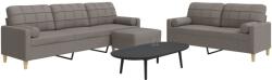 vidaXL Set canapele cu taburet si perne, 3 piese, taupe, textil GartenMobel Dekor (3278350) Canapea