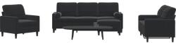 vidaXL Set de canapele cu perne/rulouri, 4 piese, negru, catifea GartenMobel Dekor (3278386) Canapea