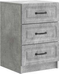 vidaXL Noptiera gri beton cu 3 sertare, din lemn prelucrat, 43x41x63, 5 cm (895708)