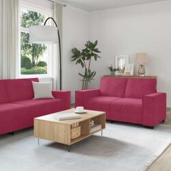 vidaXL Set canapele cu perne, 2 piese, rosu vin, catifea GartenMobel Dekor (3324704) Canapea