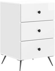 vidaXL Noptiera alba lucioasa cu 3 sertare, 43 x 41 x 66, 5 cm, stil modern (895479)