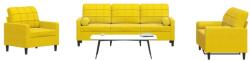 vidaXL Set de canapele cu perne/rulouri, 3 piese, galben, catifea GartenMobel Dekor (3278377) Canapea