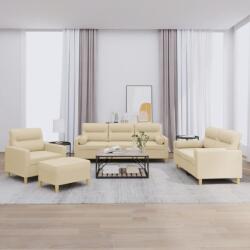vidaXL Set de canapele cu perne, 4 piese, crem, microfibra GartenMobel Dekor (3201562) Canapea