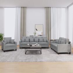 vidaXL Set de canapele cu perne, 3 piese, gri deschis, textil GartenMobel Dekor (3201632) Canapea
