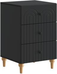 vidaXL Noptiera neagra cu 3 sertare din lemn prelucrat, 43x41x66, 5 cm (894096)
