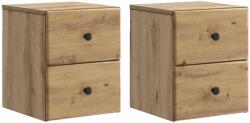 vidaXL Set 2 noptiere suspendate stejar artizanal, 34, 5x33x40 cm, 4 sertare (899164)