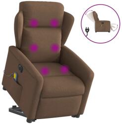 vidaXL Fotoliu electric de masaj rabatabil cu ridicare, maro, textil GartenMobel Dekor (3303168)