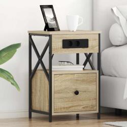 vidaXL Set 2 noptiere stejar sonoma cu 2 sertare si statie de incarcare 40x31x60 cm (859493)