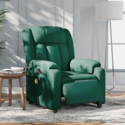 vidaXL Fotoliu electric de masaj rabatabil, verde închis, textil GartenMobel Dekor (3205310)