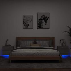 vidaXL Noptiere montate pe perete cu lumini LED, 2 buc. , sonoma gri GartenMobel Dekor (836823)