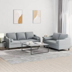 vidaXL Set de canapele cu perne, 2 piese, gri deschis, material textil GartenMobel Dekor (3201850) Canapea