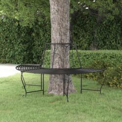 vidaXL Banca semicirculara de copac, negru, Ø159 cm, otel GartenMobel Dekor (318825)