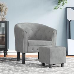 vidaXL Fotoliu tip cuva cu taburet, gri deschis, catifea GartenMobel Dekor (356477)