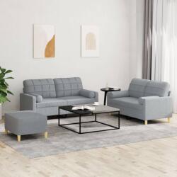vidaXL Set de canapele cu perne, 3 piese, gri deschis, textil GartenMobel Dekor (3201298) Canapea