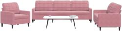 vidaXL Set de canapele cu perne, 3 piese, roz, catifea GartenMobel Dekor (3278434) Canapea