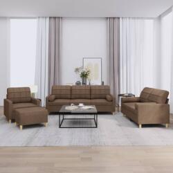 vidaXL Set de canapele cu perne, 4 piese, maro, textil GartenMobel Dekor (3201269) Canapea
