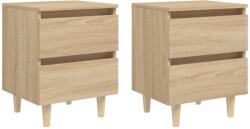 vidaXL Noptiere picioare lemn masiv pin 2 buc stejar sonoma 40x35x50cm GartenMobel Dekor (805858)