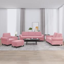 vidaXL Set de canapele cu perne, 4 piese, roz, catifea GartenMobel Dekor (3202183) Canapea