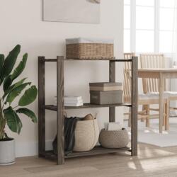 vidaXL Suport de depozitare 3 niveluri gri 80x38x90 cm lemn masiv pin GartenMobel Dekor (373386) Biblioteca