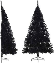 vidaXL Jumatate brad de Craciun artificial cu suport, negru 180 cm PVC GartenMobel Dekor (344677)