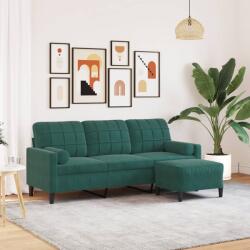 vidaXL Canapea cu 3 locuri si taburet, verde închis, 180 cm, catifea GartenMobel Dekor (3278269) Canapea