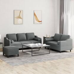 vidaXL Set de canapele cu perne, 3 piese, gri închis, textil GartenMobel Dekor (3201859) Canapea