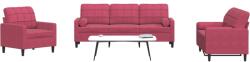 vidaXL Set canapea cu perne/rulouri, 4 piese, rosu vin, catifea GartenMobel Dekor (3278385) Canapea