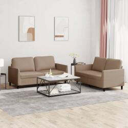 vidaXL Set de canapele cu perne, 2 piese, cappuccino, piele ecologica GartenMobel Dekor (3201754) Canapea