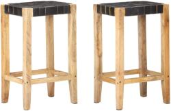 vidaXL Scaune de bar, 2 buc. , negru, piele naturala, 75 cm GartenMobel Dekor (321835)
