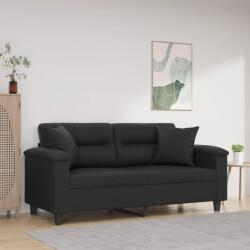 vidaXL Canapea cu 2 locuri cu pernute, negru, 140 cm, piele ecologica GartenMobel Dekor (3200988) Canapea