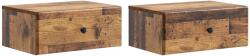vidaXL Set 2 noptiere suspendate cu sertar, lemn vechi, 49x34, 5x20 cm (899142)