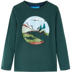 vidaXL Tricou de copii cu maneci lungi verde închis 104 GartenMobel Dekor (13450)