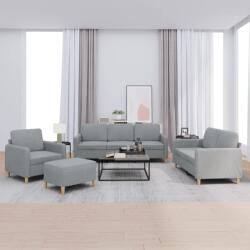 vidaXL Set de canapele cu perne, 4 piese, gri deschis, textil GartenMobel Dekor (3202062) Canapea
