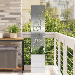 vidaXL Ghiveci de Gradina cu Panou Decorativ Argintiu 32 x 140 cm GartenMobel Dekor (876368)