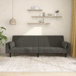 vidaXL Canapea extensibila cu 2 locuri, 2 perne, gri închis, catifea GartenMobel Dekor (375848) Canapea