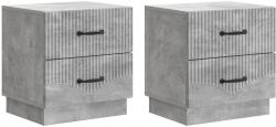 vidaXL Set 2 noptiere gri beton cu 4 sertare, 43 x 34, 5 x 44, 5 cm (895222)