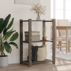 vidaXL Suport de depozitare 3 niveluri gri 60x38x90 cm lemn masiv pin GartenMobel Dekor (373387) Biblioteca