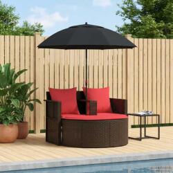 vidaXL Canapea de gradina Maro si rosu 168 x 168 x 180 cm poliratan GartenMobel Dekor (42025902)