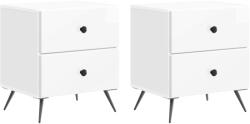 vidaXL Set 2 noptiere dormitor alb lucios, 4 sertare, 43 x 34, 5 x 47, 5 cm (895454)
