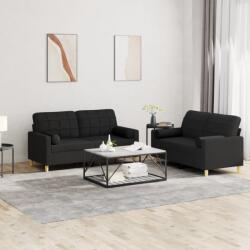 vidaXL Set de canapele cu perne, 2 piese, negru, material textil GartenMobel Dekor (3201294) Canapea