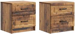 vidaXL Set 2 noptiere vintage cu 2 sertare, lemn vechi, 43 x 34, 5 x 44, 5 cm (895692)