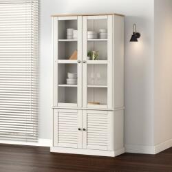 vidaXL Vitrina de sticla VIGO, alb, 85x35x170 cm, lemn masiv de pin GartenMobel Dekor (353194) Biblioteca