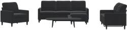 vidaXL Set de canapele cu perne, 4 piese, negru, catifea GartenMobel Dekor (3278366) Canapea