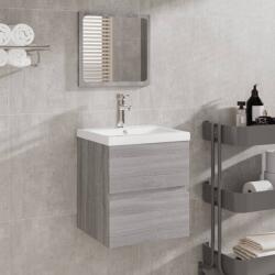 vidaXL Dulap cu chiuveta de baie si oglinda, gri sonoma GartenMobel Dekor (3114177)