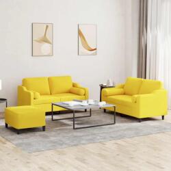 vidaXL Set de canapele cu perne, 3 piese, galben deschis, textil GartenMobel Dekor (3201831) Canapea