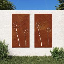 vidaXL Decor perete gradina 2 buc. 105x55 cm design flori otel Corten GartenMobel Dekor (824489)